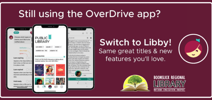 Switch to Libby with Libby logo, BRL logo, and three smartphones displaying eBooks