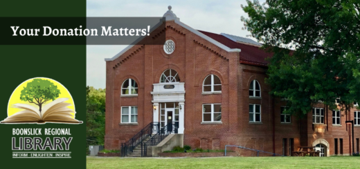New Boonville library. Your donation matters. BRL logo