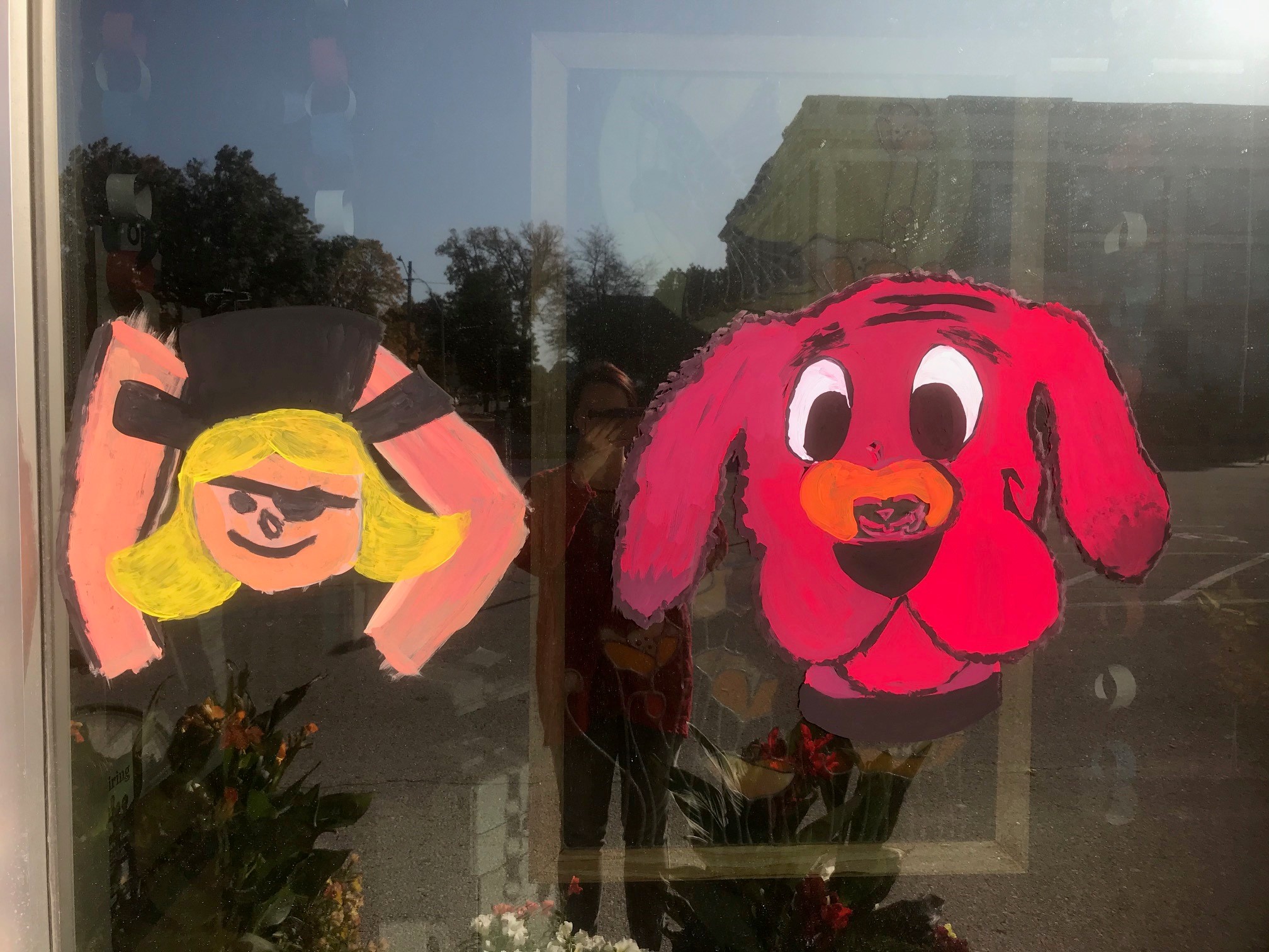 Painting of Clifford the Big Red Dog and Pirate Emily Elizabeth.
