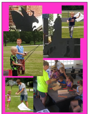 Collage of pictures showing children engaging in fun summer activities.